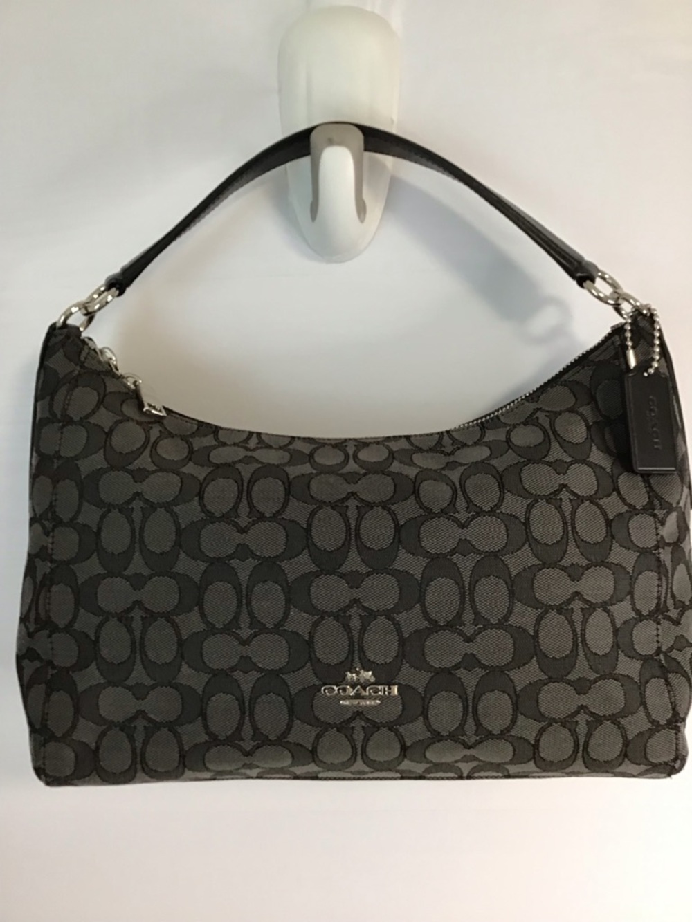 COACH EAST/WEST CELESTE HOBO SIGNATURE BAG BLACK SMOKE/BLACK PRISTINE